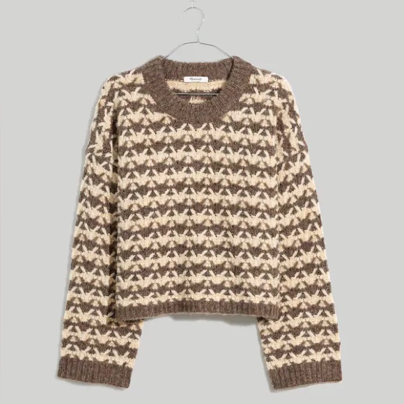 Madewell Aldridge Crop Pullover Sweater XL Wool Boxy Retro Chunky Fisherman - Picture 1 of 14